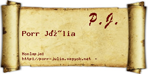 Porr Júlia névjegykártya